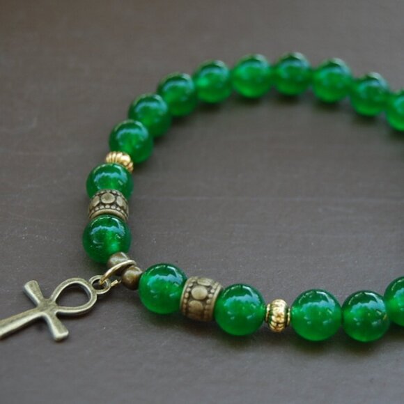 Ankh Cross Bracelet,Jade Bracelet,Ankh Jade Bracelet - Picture 2 of 2